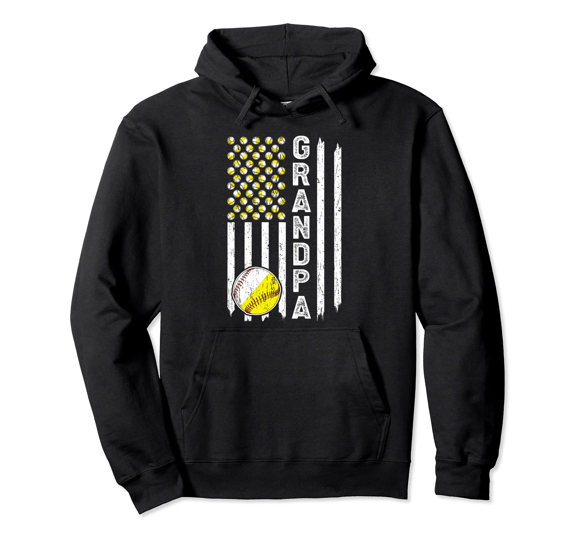 Grandpa American Flag Softball Hoodie - Aesthetic Graphic for Adults - T-Shirt, Sweatshirt, Hoodie