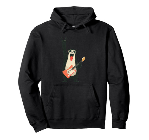 Funny Bear Guitarist Animal Hoodie - Minimalist Print for Adults - T-Shirt, Sweatshirt, Hoodie