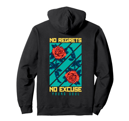 No Regrets Rose Backprint Aesthetic Hoodie - Aesthetic Graphic for Adults - T-Shirt, Sweatshirt, Hoodie