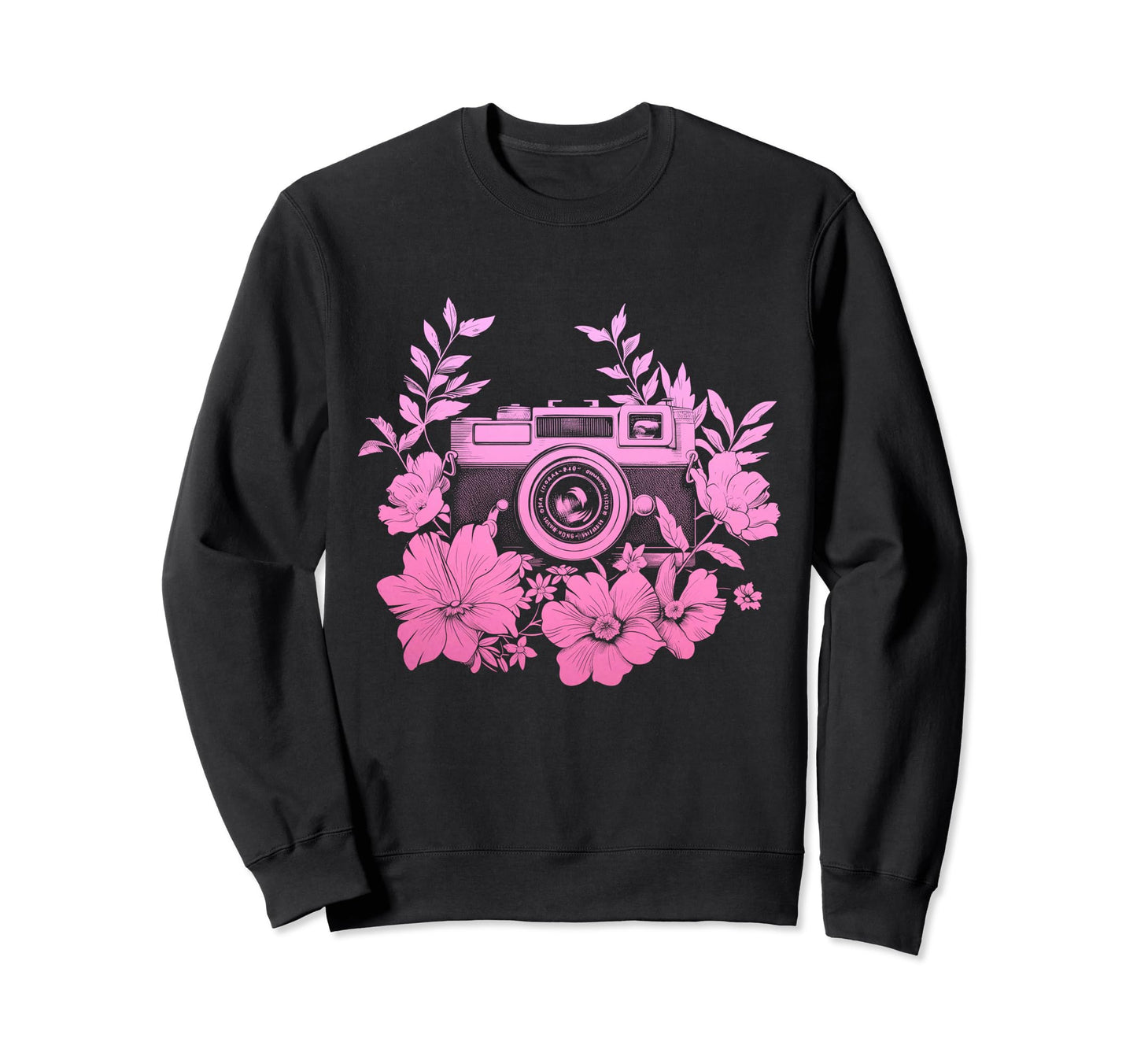 Photographer Camera Flowers Sweatshirt - Trendy Graphic for Adults - T-Shirt, Sweatshirt, Hoodie