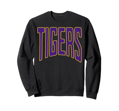 Tigers School Mascot Purple And Sweatshirt - Minimalist Print Men Women - T-Shirt, Sweatshirt, Hoodie