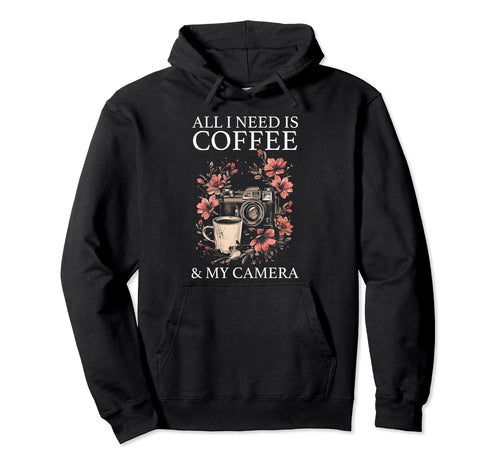 Photographer Coffee Camera Flowers Hoodie - Minimalist Print Men Women - T-Shirt, Sweatshirt, Hoodie