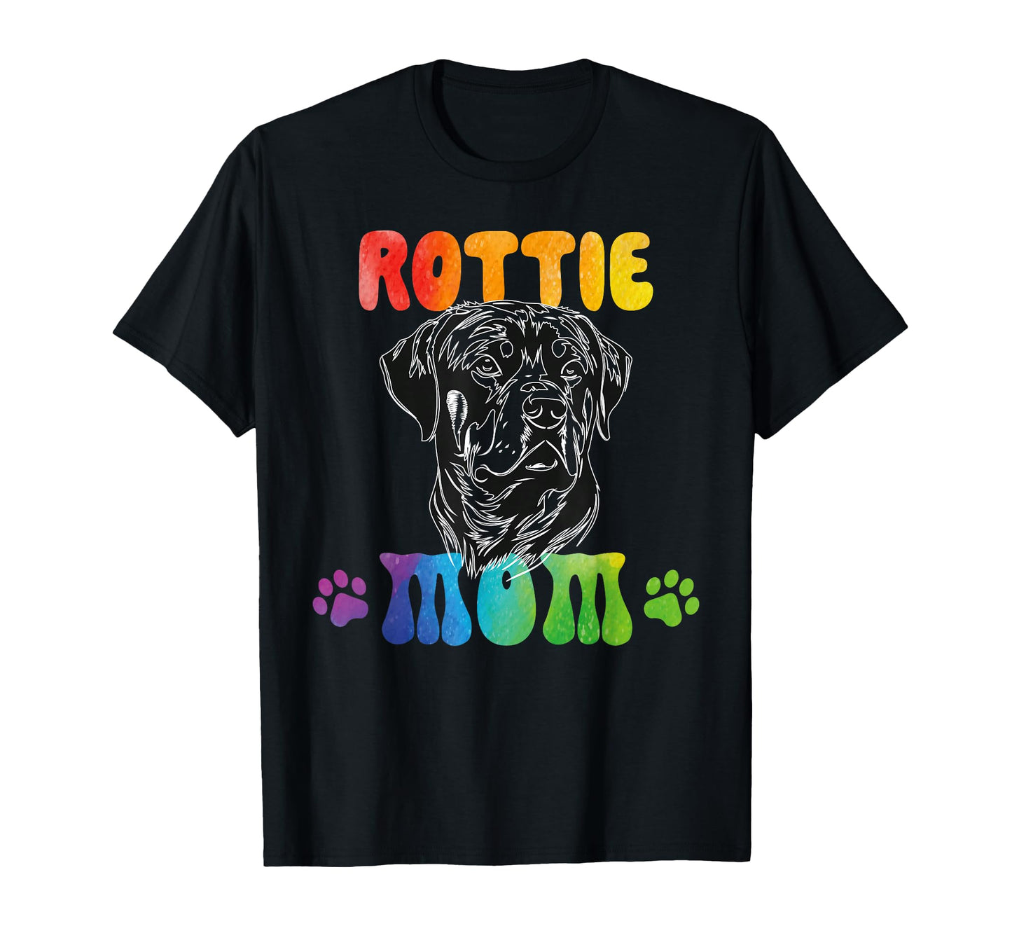 Rottie Mom Rottweiler Dog Lover Rainbow 60S T-Shirt - Graphic Print Unisex - T-Shirt, Sweatshirt, Hoodie