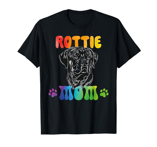 Rottie Mom Rottweiler Dog Lover Rainbow 60S T-Shirt - Graphic Print Unisex - T-Shirt, Sweatshirt, Hoodie