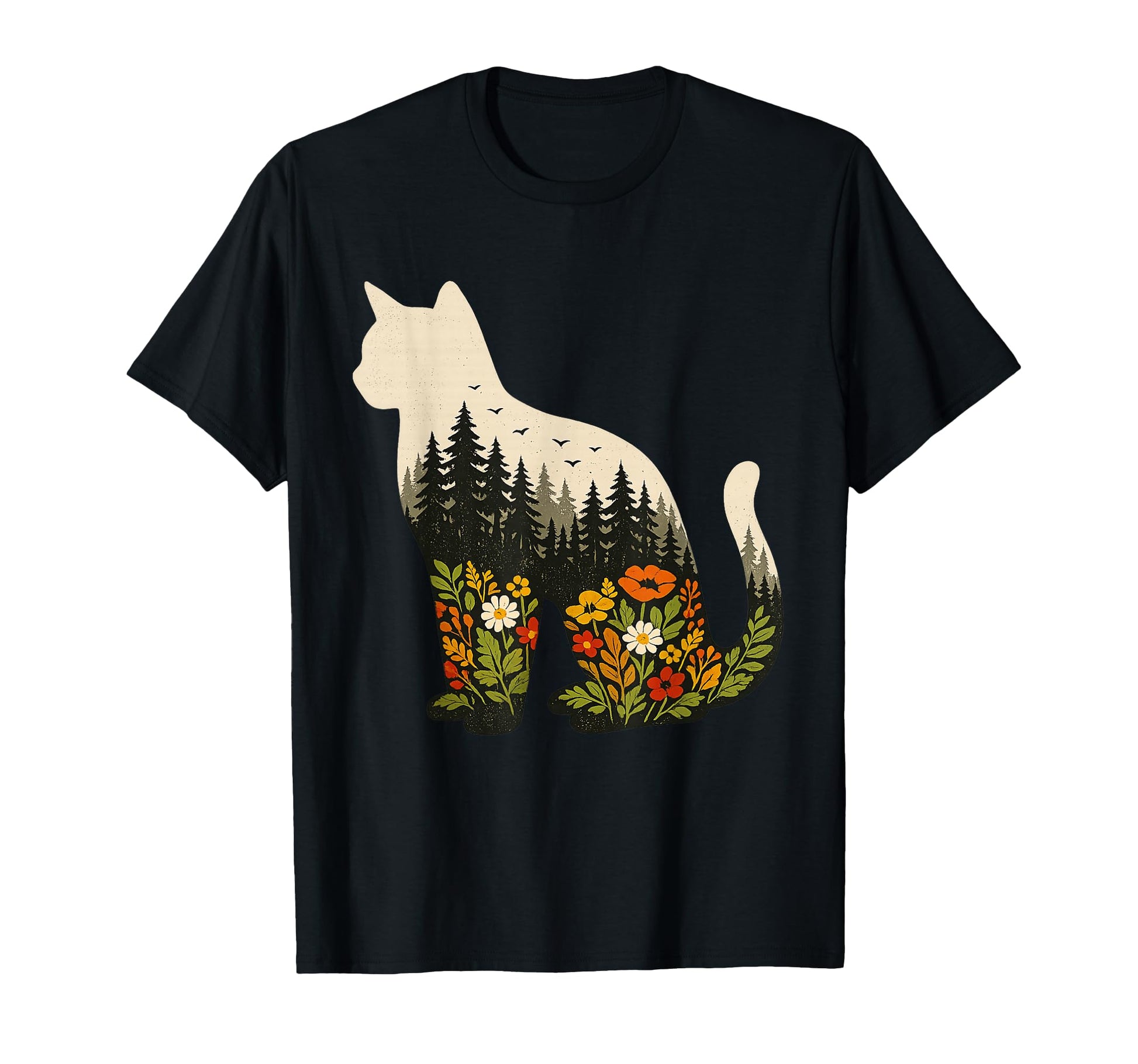 Boho Cat Plant Lover Botanical Vibes Kitty T-Shirt - Graphic Print Unisex - T-Shirt, Sweatshirt, Hoodie