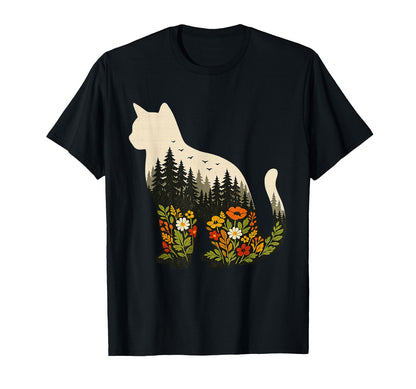 Boho Cat Plant Lover Botanical Vibes Kitty T-Shirt - Graphic Print Unisex - T-Shirt, Sweatshirt, Hoodie