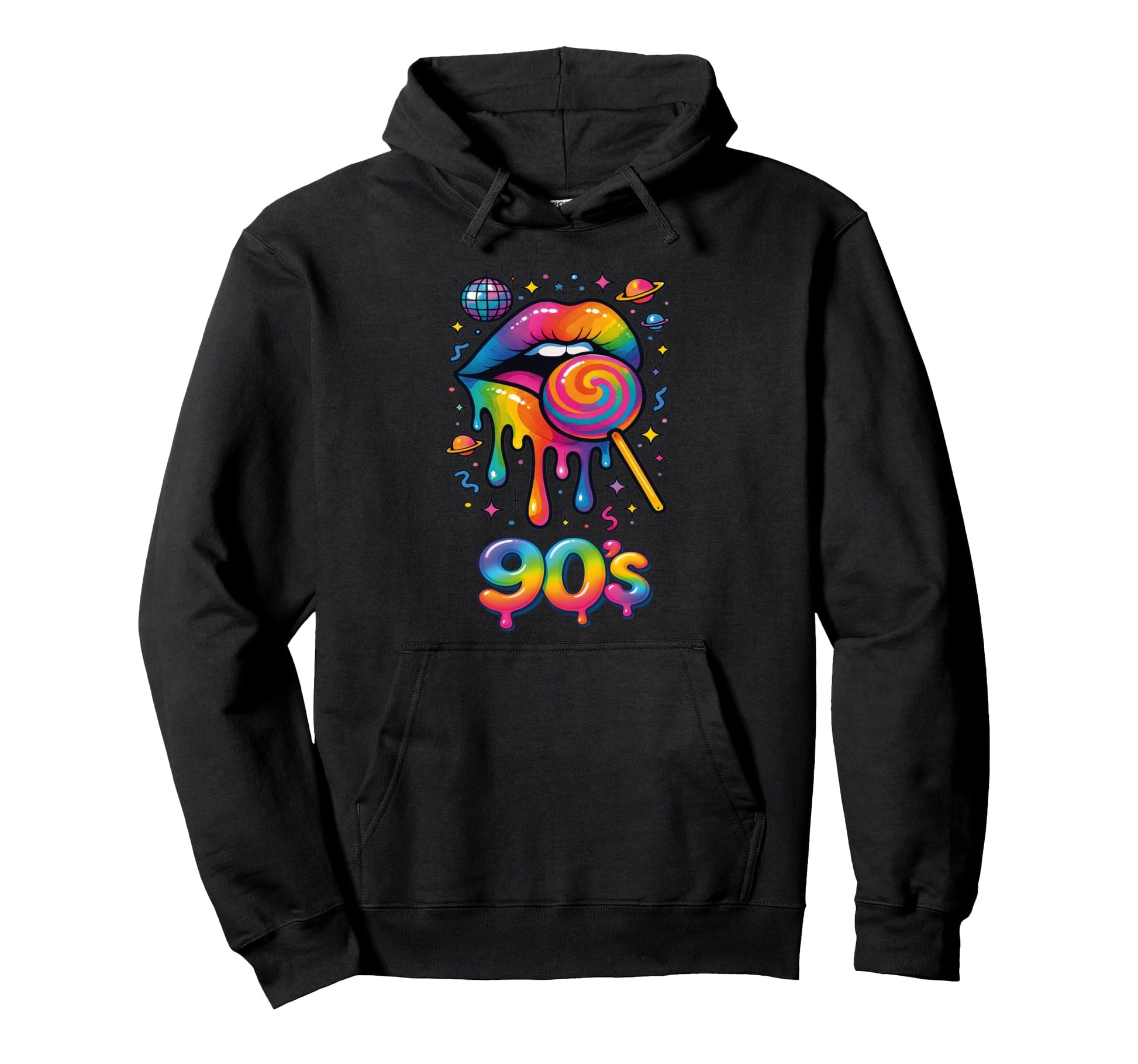 90S Pop Art Rainbow Lips Nostalgia Hoodie - Unique Graphic Men Women - T-Shirt, Sweatshirt, Hoodie