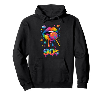 90S Pop Art Rainbow Lips Nostalgia Hoodie - Unique Graphic Men Women - T-Shirt, Sweatshirt, Hoodie