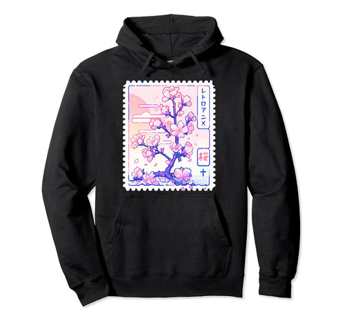 Pixel Art Sakura Tree Y2K Anime Hoodie - Fun Novelty Design for Adults - T-Shirt, Sweatshirt, Hoodie