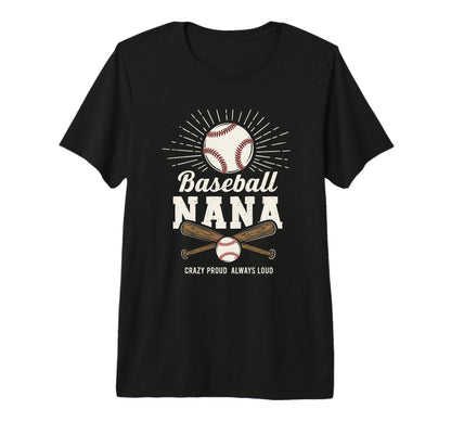 Baseball Nana Proud Grandma Fan Tri Blend T-Shirt - Custom Art Print Unisex - T-Shirt, Sweatshirt, Hoodie