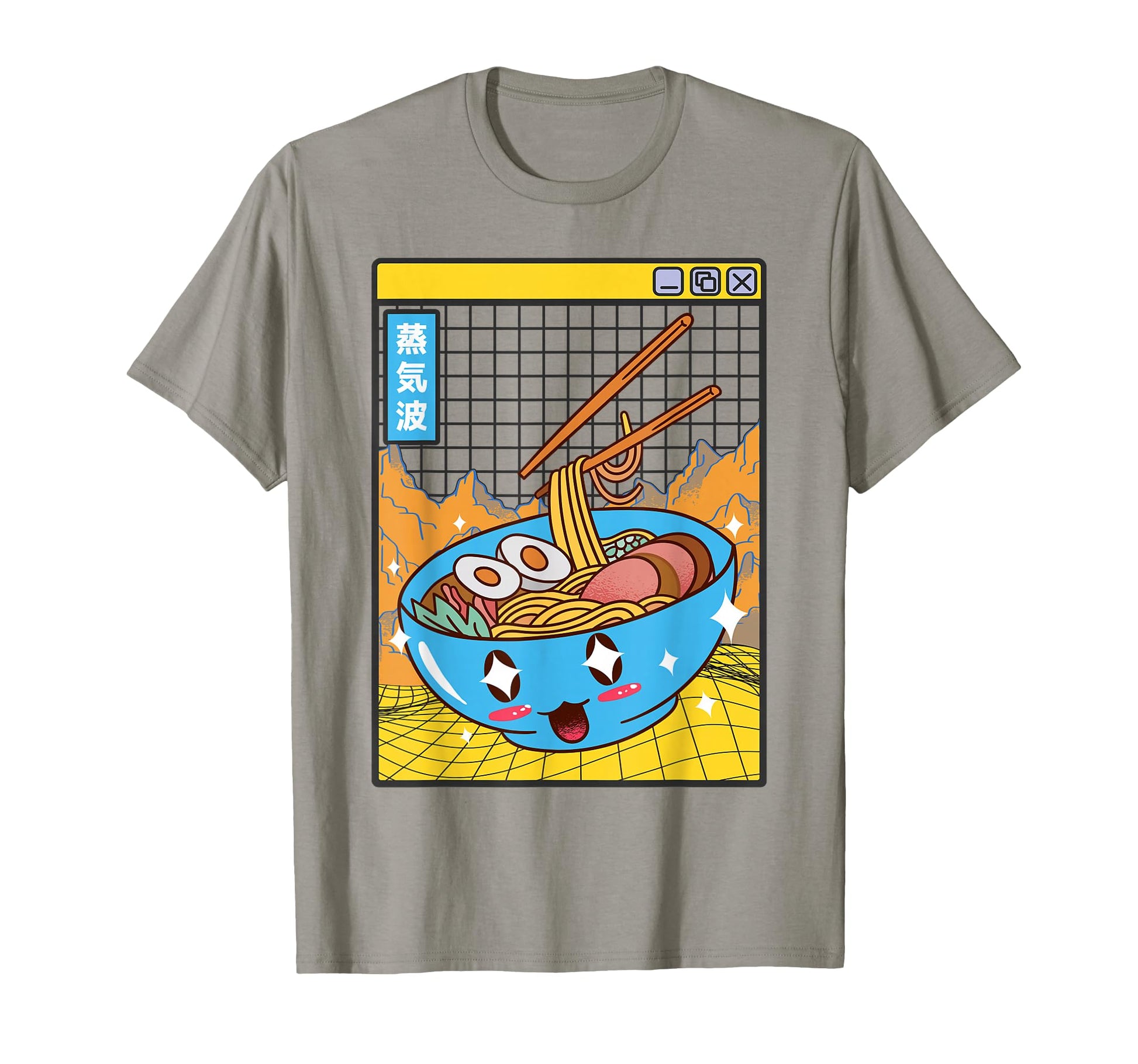 Ramen Noodles Bowl Kawaii Grid T-Shirt - Fun Novelty Design Unisex - T-Shirt, Sweatshirt, Hoodie