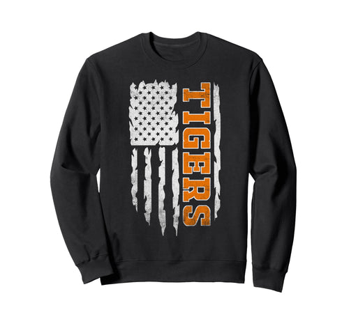 Distressed Tigers School Sports Team Sweatshirt - Minimalist Print Unisex - T-Shirt, Sweatshirt, Hoodie