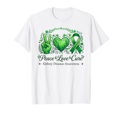 Peace Love Cure Kidney Disease T-Shirt - Minimalist Print Men Women - T-Shirt, Sweatshirt, Hoodie