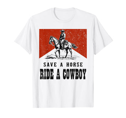 Western Country Save Horse Ride T-Shirt - Minimalist Print for Adults - T-Shirt, Sweatshirt, Hoodie