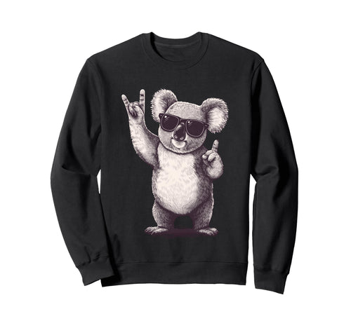 Koala Rock Hand Sign Sunglasses Animal Sweatshirt - Unique Graphic Unisex - T-Shirt, Sweatshirt, Hoodie