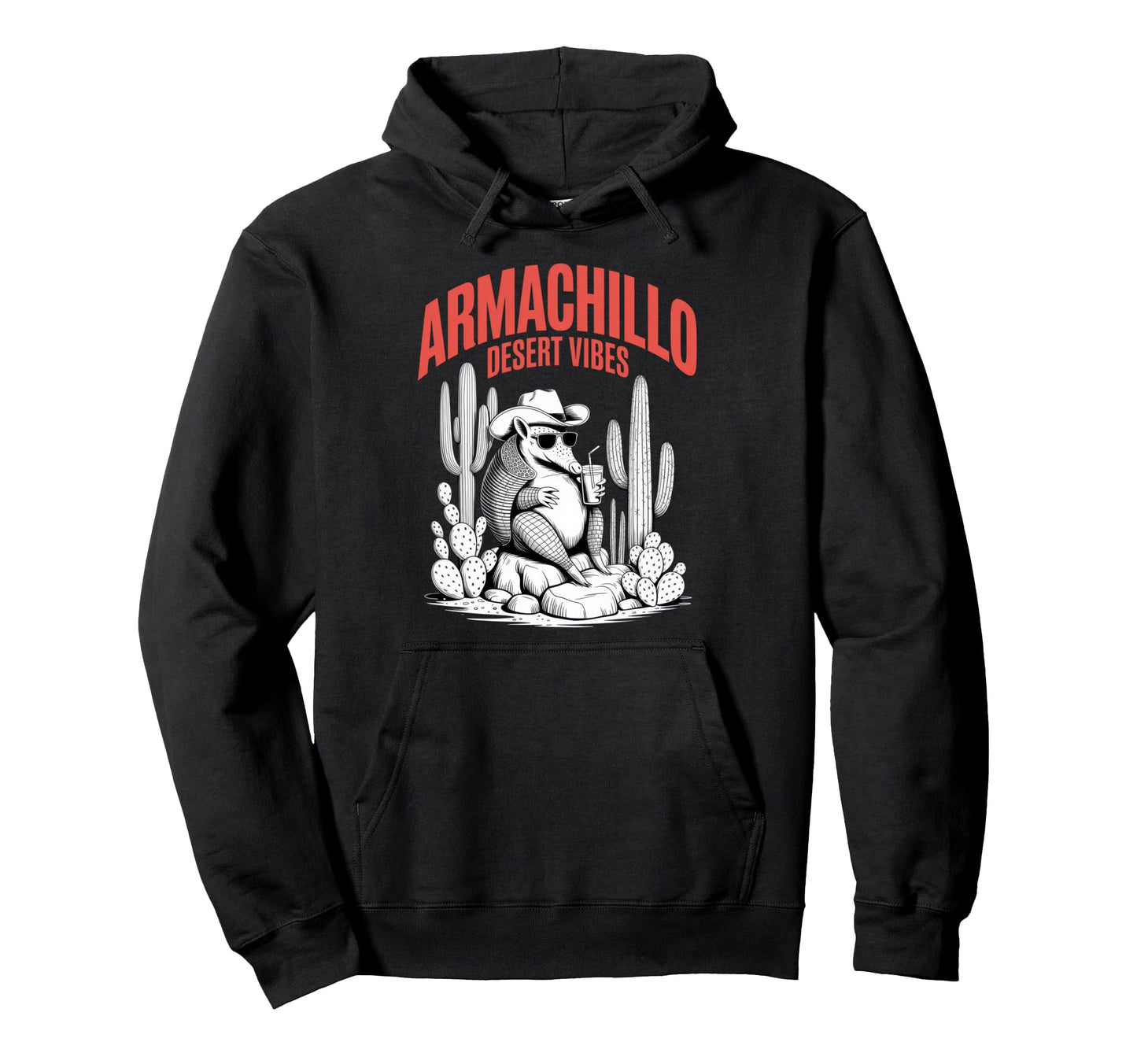 Armadillo Desert Vibes Funny Cactus Hoodie - Trendy Graphic for Adults - T-Shirt, Sweatshirt, Hoodie