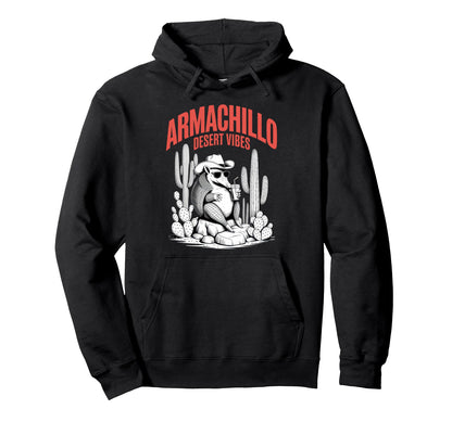 Armadillo Desert Vibes Funny Cactus Hoodie - Trendy Graphic for Adults - T-Shirt, Sweatshirt, Hoodie