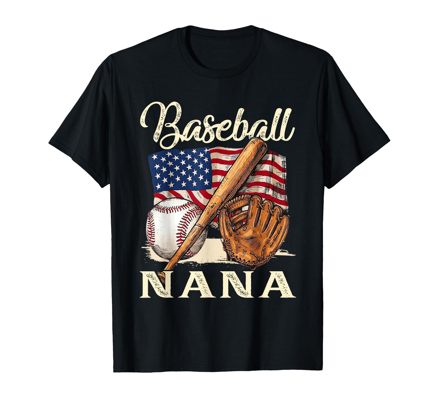 American Flag Baseball Nana Baseball Player T-Shirt - Graphic Print Unisex - T-Shirt, Sweatshirt, Hoodie