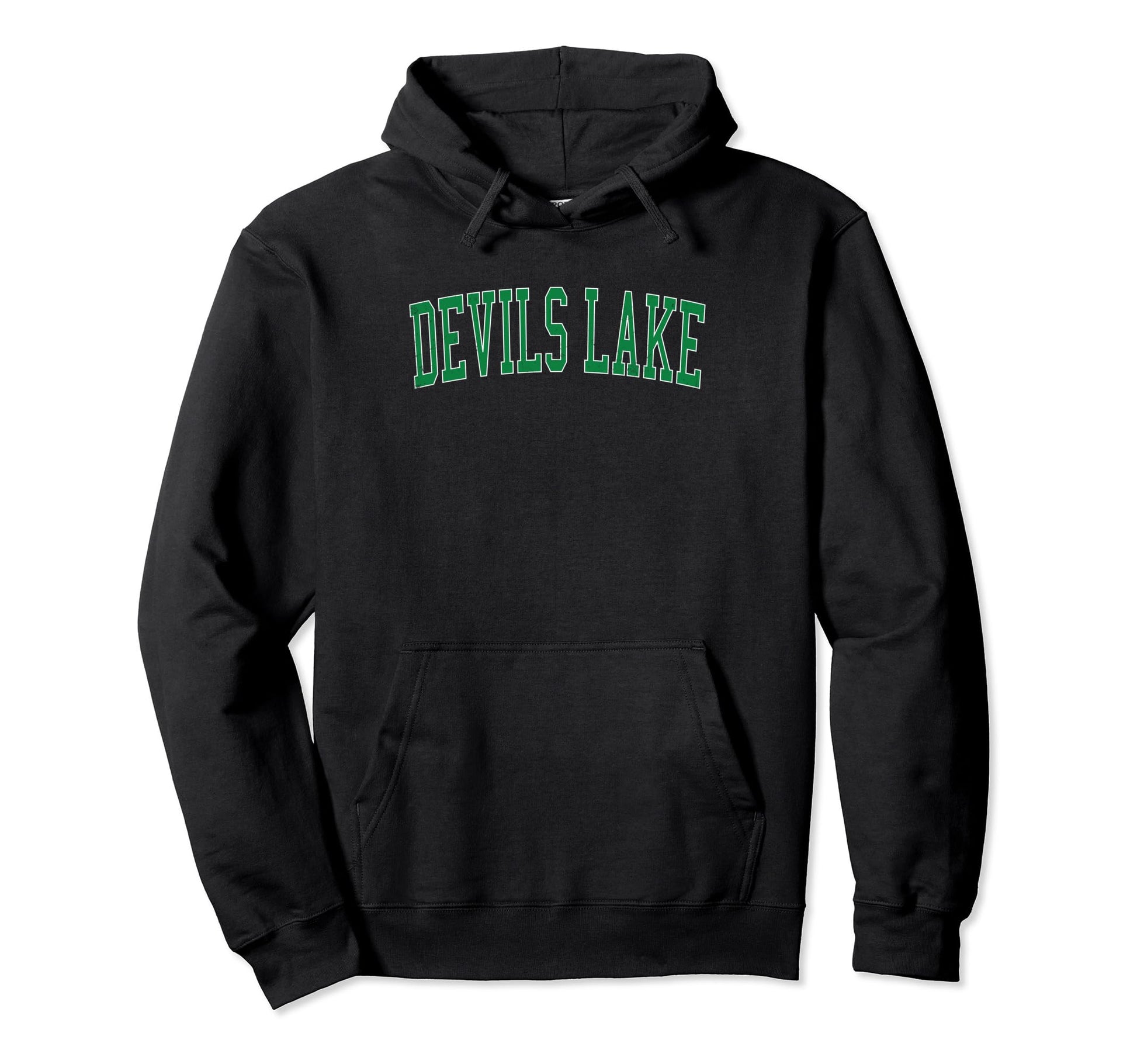 Devils Lake Distressed Green Varsity Hoodie - Custom Art Print Men Women - T-Shirt, Sweatshirt, Hoodie
