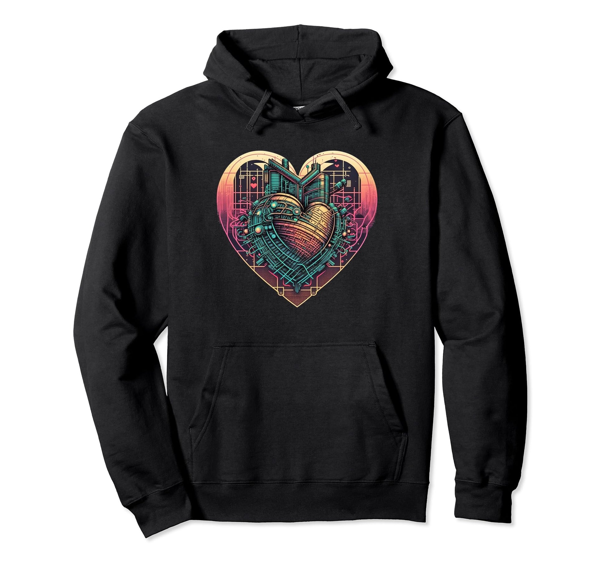 Vaporwave Aesthetic Heart Sculpture Hoodie - Custom Art Print for Adults - T-Shirt, Sweatshirt, Hoodie