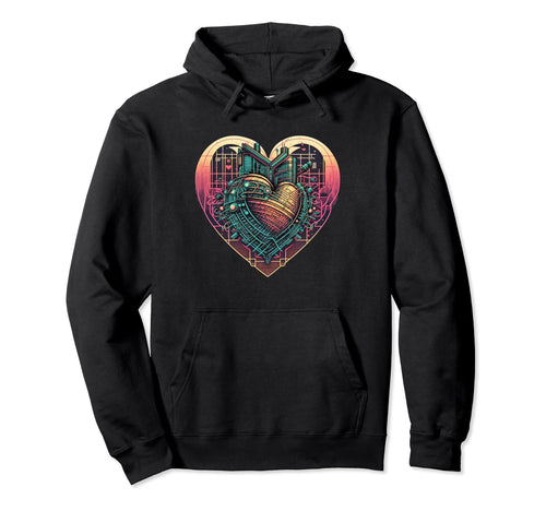 Vaporwave Aesthetic Heart Sculpture Hoodie - Custom Art Print for Adults - T-Shirt, Sweatshirt, Hoodie
