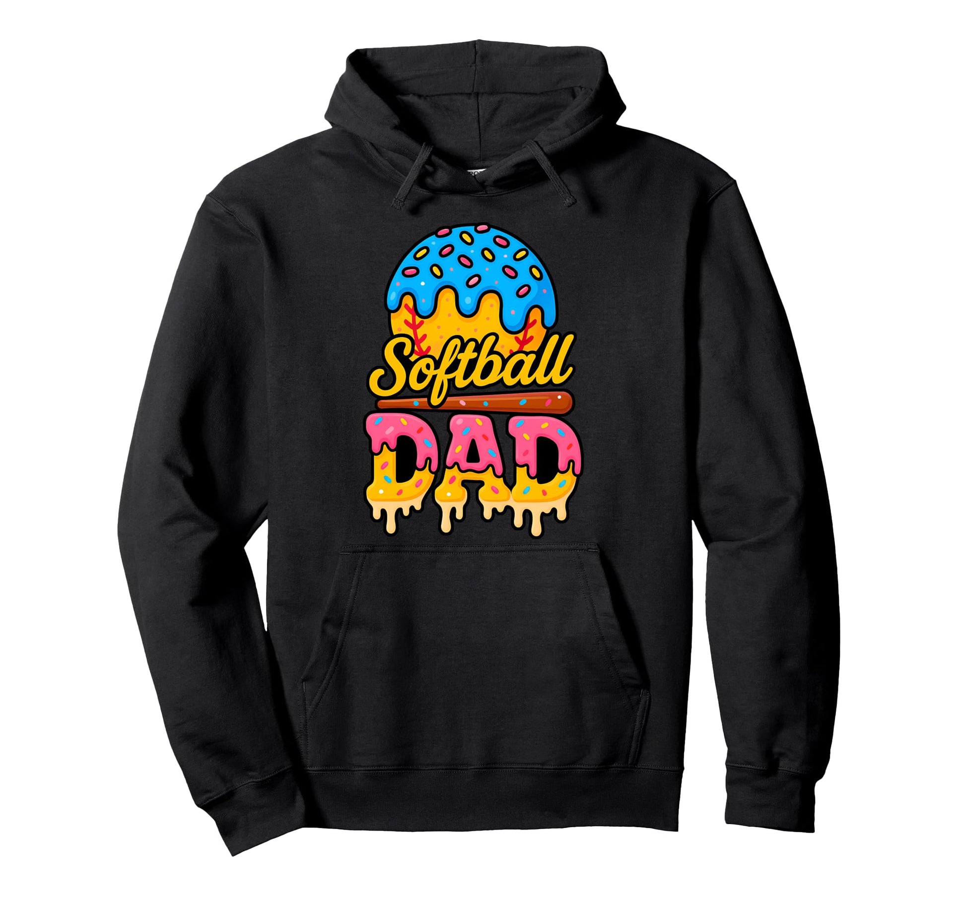 Ice Cream Drip Softball Dad Game Day Dad Hoodie - Streetwear Style Unisex - T-Shirt, Sweatshirt, Hoodie