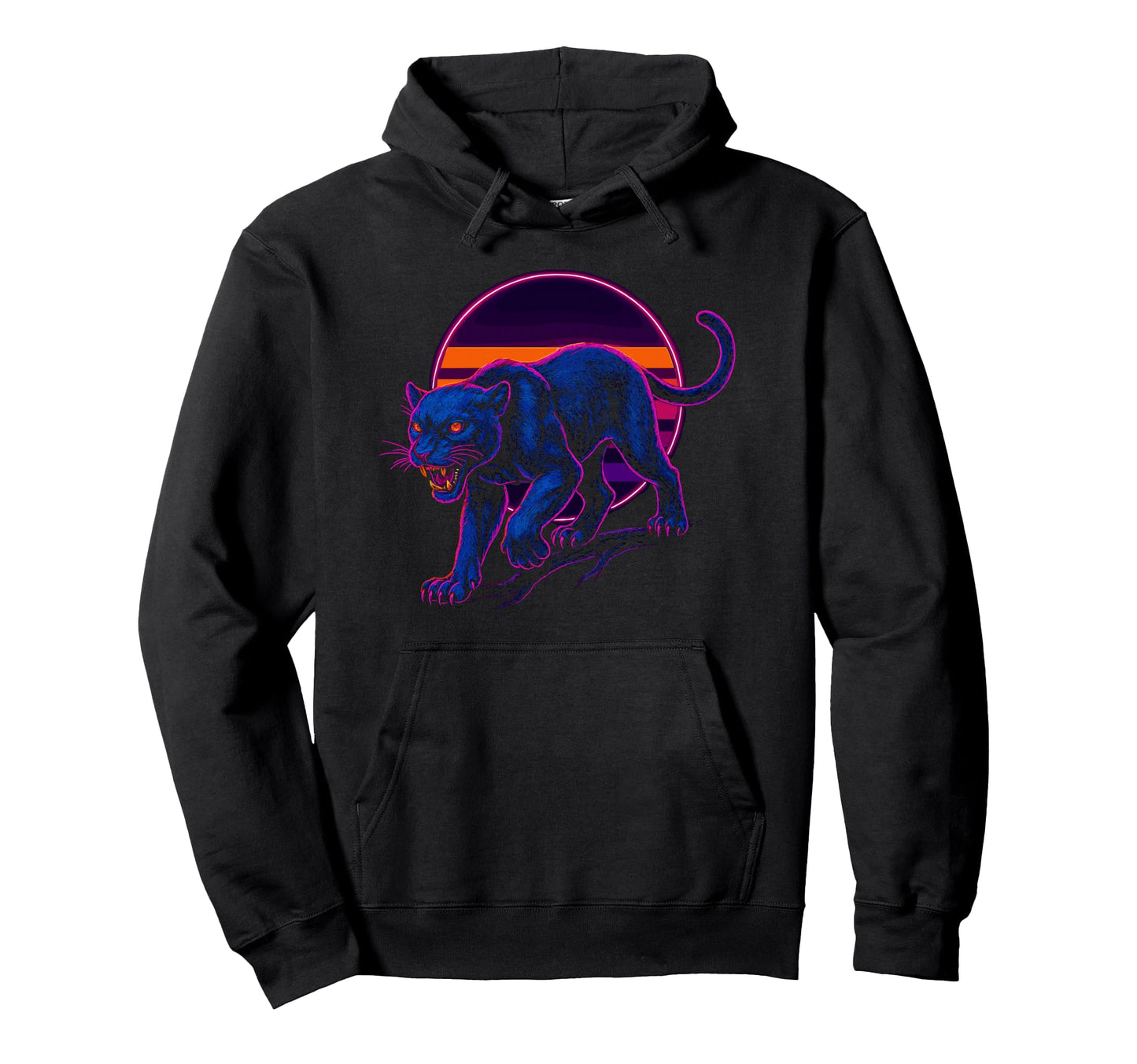 Black Panther Vaporwave Jungle Animal Glow Hoodie - Novelty Apparel Unisex - T-Shirt, Sweatshirt, Hoodie