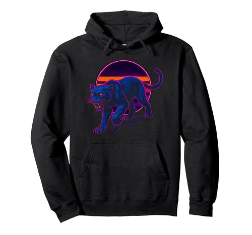 Black Panther Vaporwave Jungle Animal Glow Hoodie - Novelty Apparel Unisex - T-Shirt, Sweatshirt, Hoodie