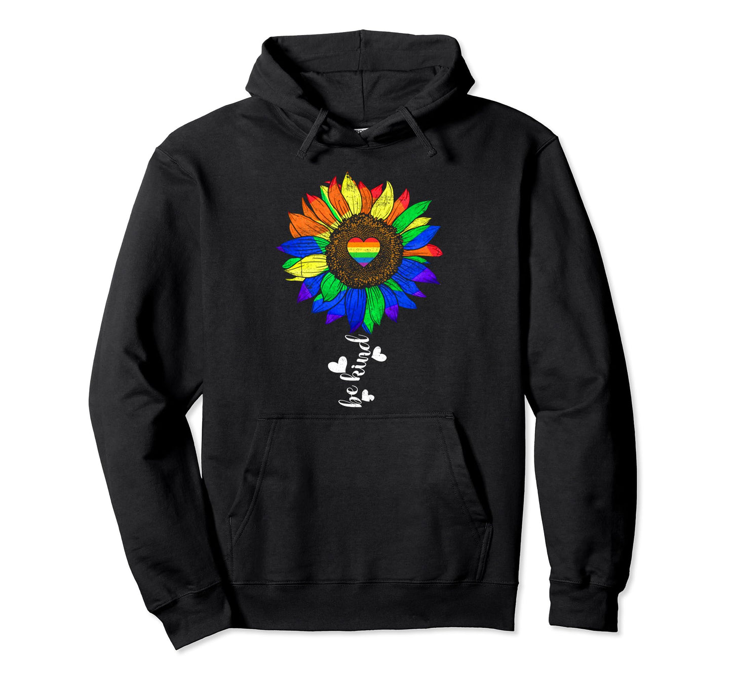Rainbow Sunflower Be Kind Lgbt Gay Lesbian Hoodie - Trendy Graphic Unisex - T-Shirt, Sweatshirt, Hoodie