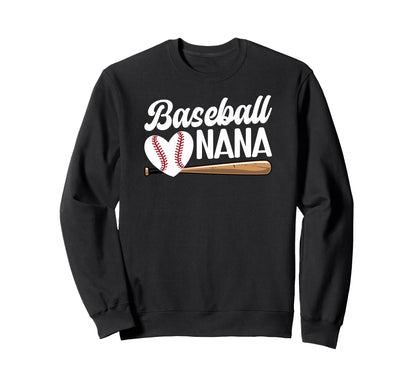 Baseball Nana Grandma Heart Sweatshirt - Casual Everyday Wear Unisex - T-Shirt, Sweatshirt, Hoodie