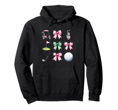 Golf Coquette Bow Golf Ball Mom Game Hoodie - Minimalist Print Men Women - T-Shirt, Sweatshirt, Hoodie