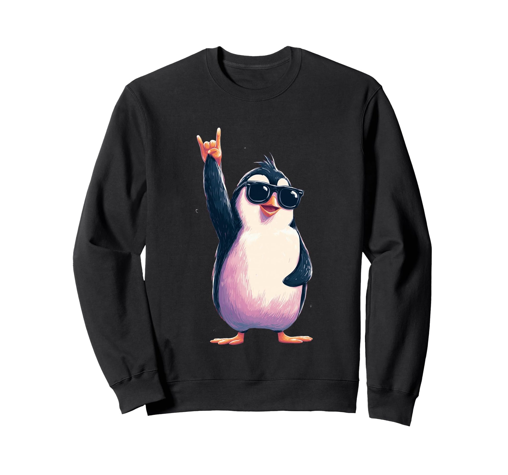 Penguin Rock Hand Sign Sweatshirt - Casual Everyday Wear Men Women - T-Shirt, Sweatshirt, Hoodie