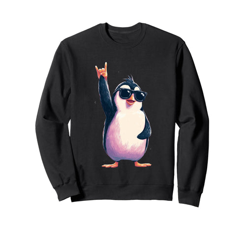 Penguin Rock Hand Sign Sweatshirt - Casual Everyday Wear Men Women - T-Shirt, Sweatshirt, Hoodie
