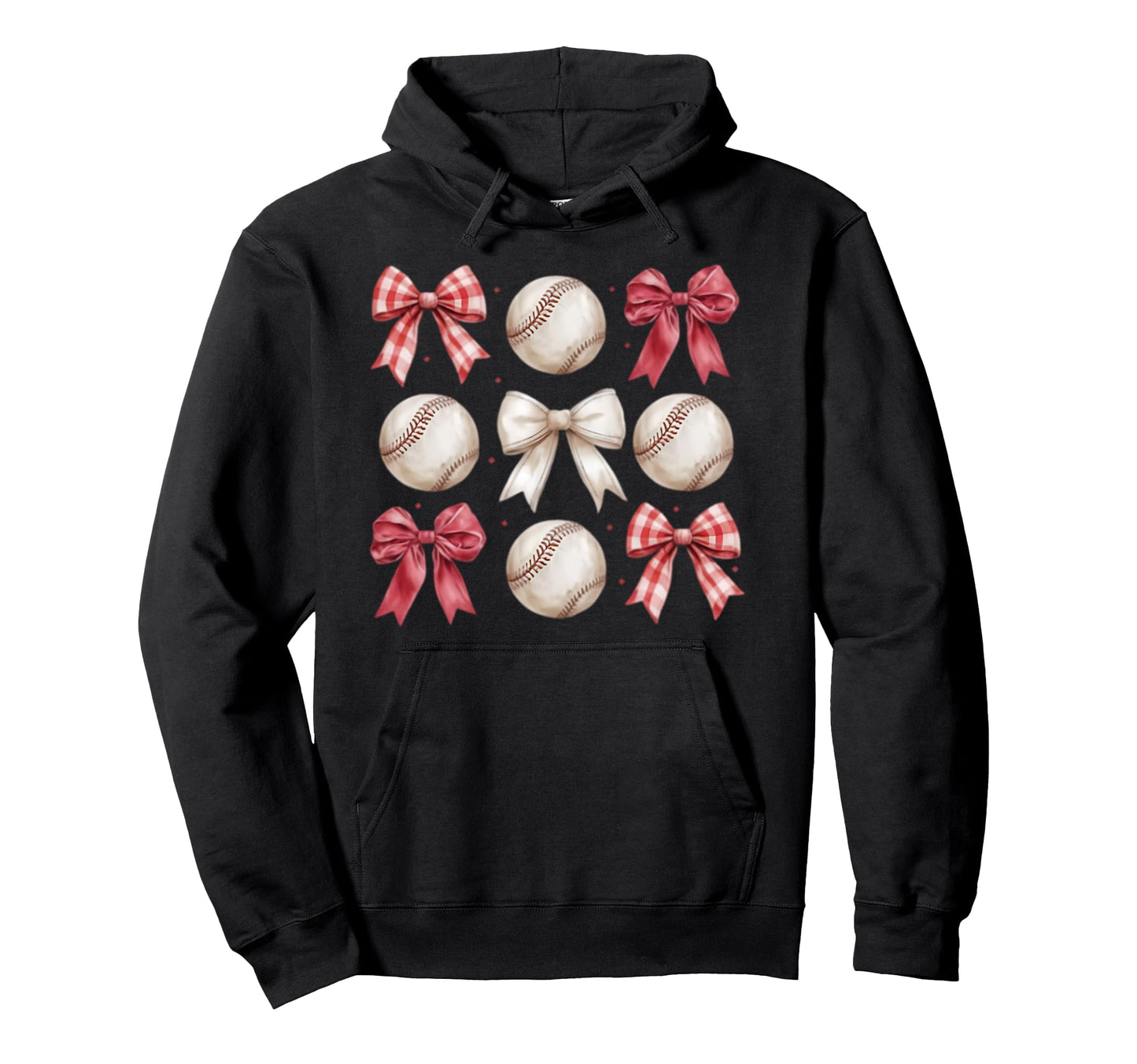 Baseball Coquette Bow Mom Sister Hoodie - Fun Novelty Design Men Women - T-Shirt, Sweatshirt, Hoodie