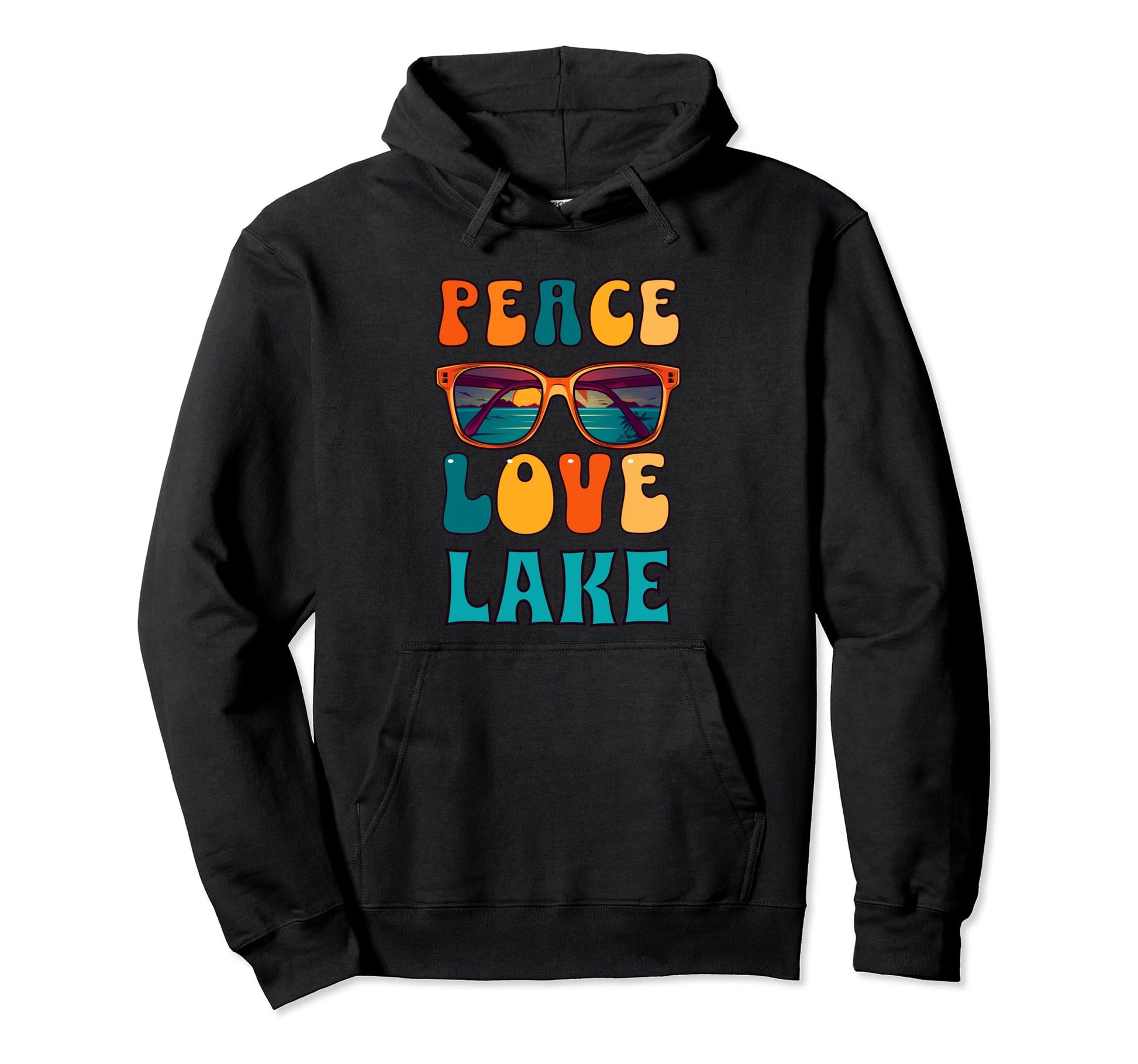 Peace Love Lake Hoodie - Fun Novelty Design for Adults - T-Shirt, Sweatshirt, Hoodie