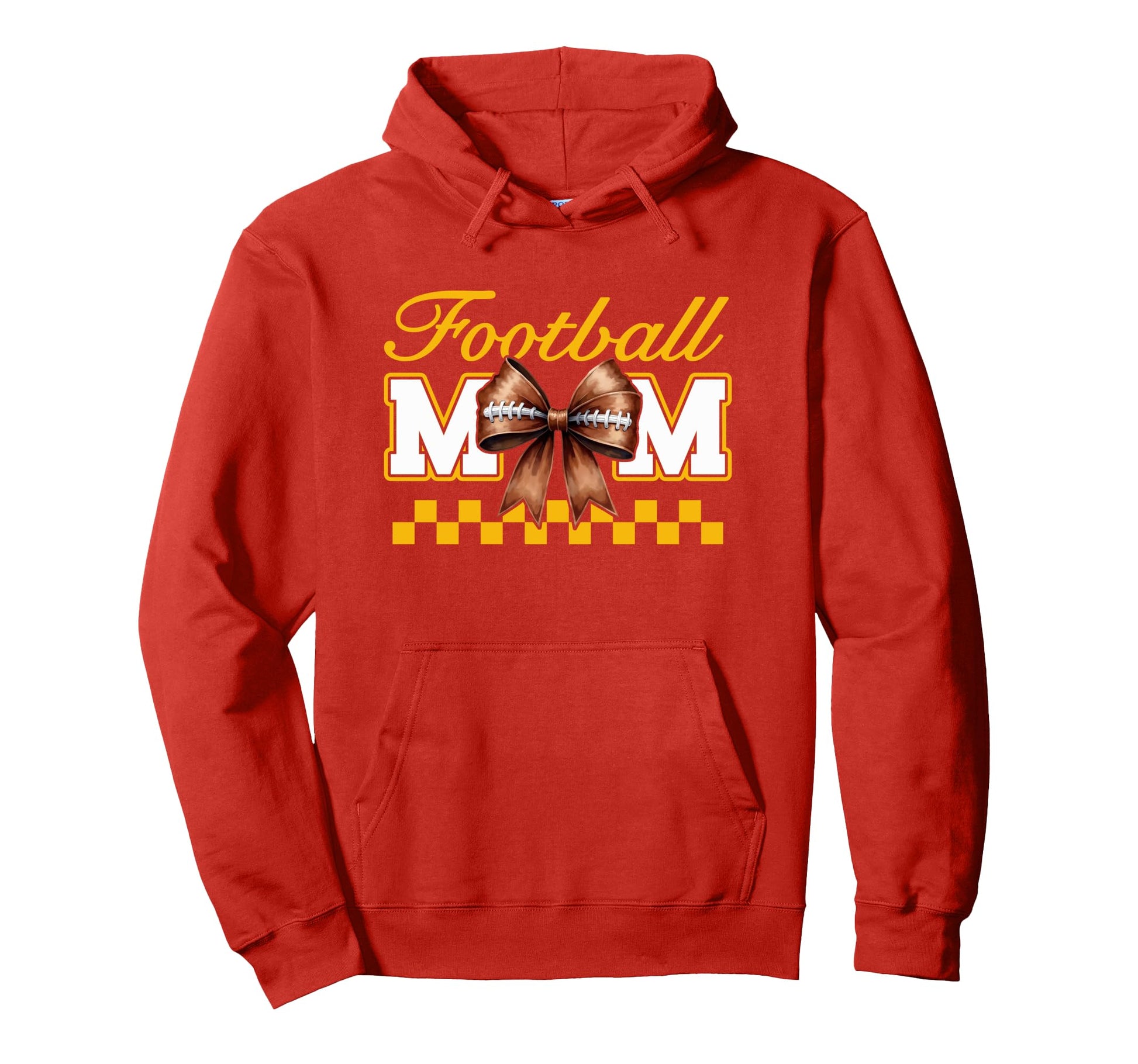 Game Day Red Yellow Croquette Bow Hoodie - Custom Art Print Unisex - T-Shirt, Sweatshirt, Hoodie