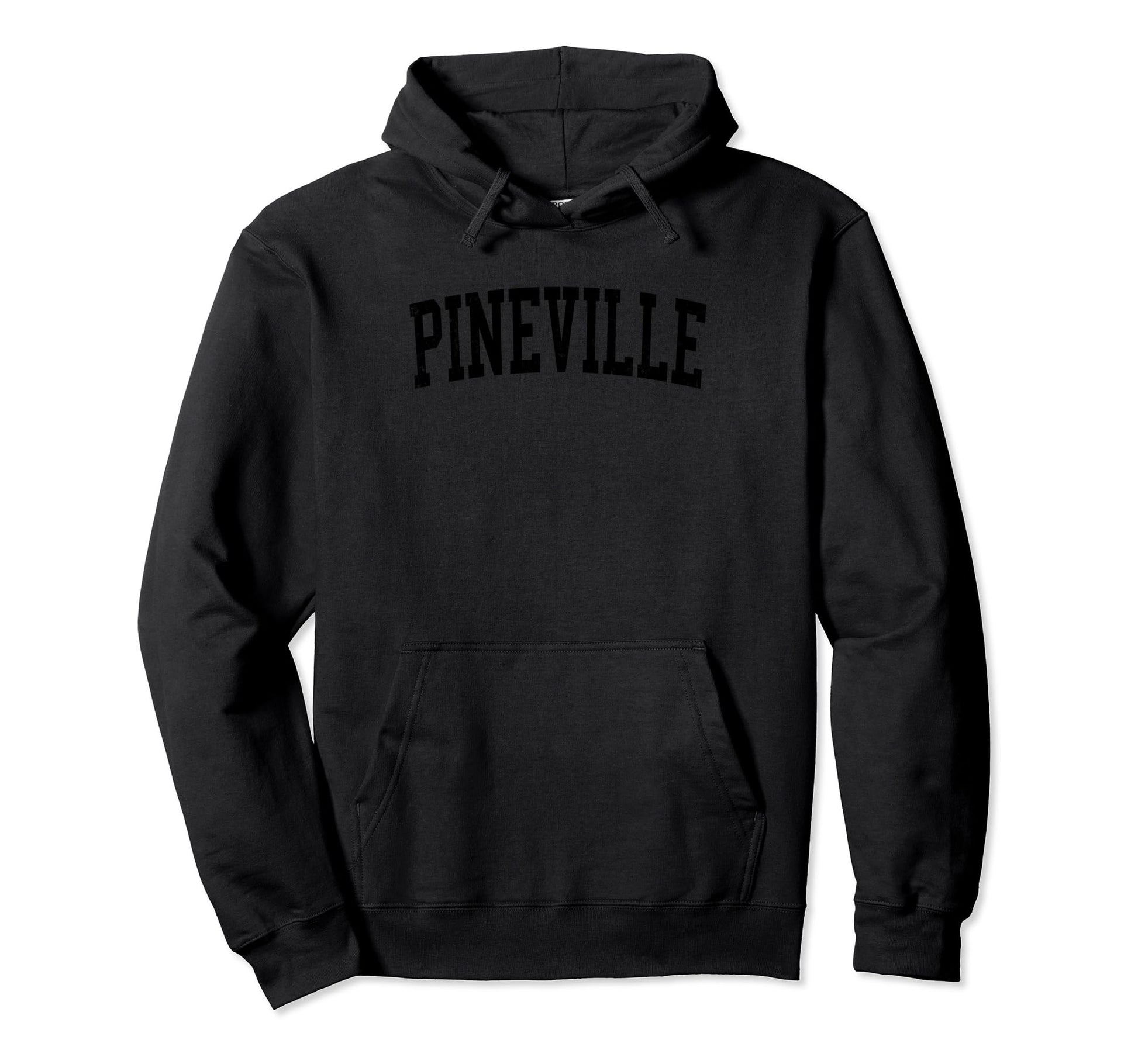 Pineville La Distressed Black Varsity Hoodie - Novelty Apparel Men Women - T-Shirt, Sweatshirt, Hoodie