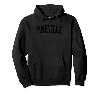 Pineville La Distressed Black Varsity Hoodie - Novelty Apparel Men Women - T-Shirt, Sweatshirt, Hoodie