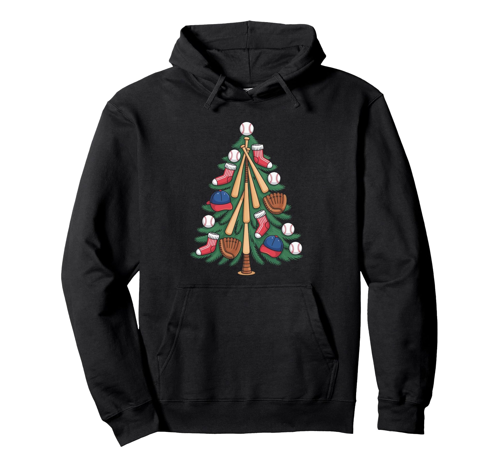Baseball Bat Tree Lights Hoodie - Unique Graphic Unisex - T-Shirt, Sweatshirt, Hoodie