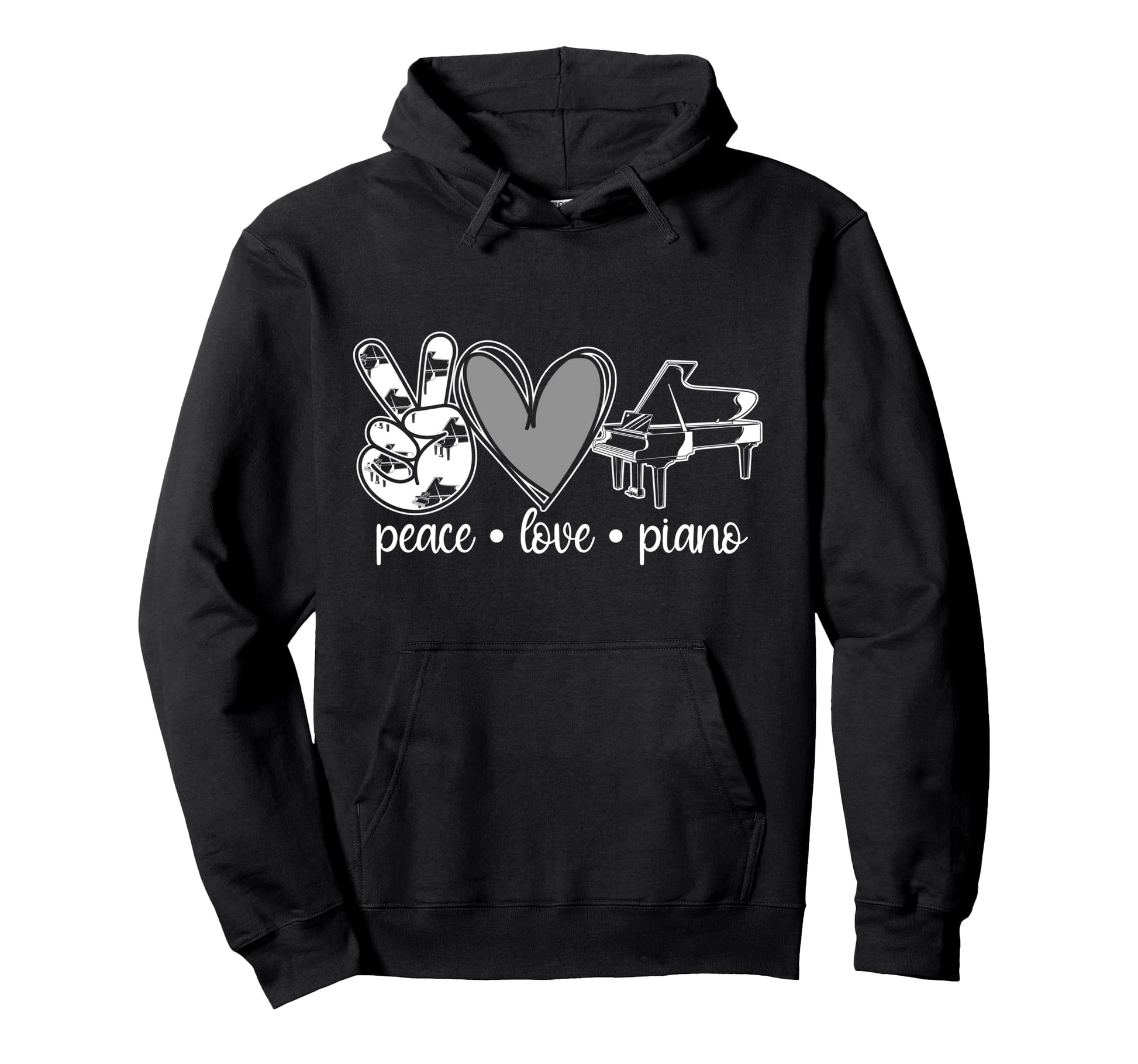 Piano Teacher Pianist Heart Peace Hoodie - Casual Everyday Wear Unisex - T-Shirt, Sweatshirt, Hoodie