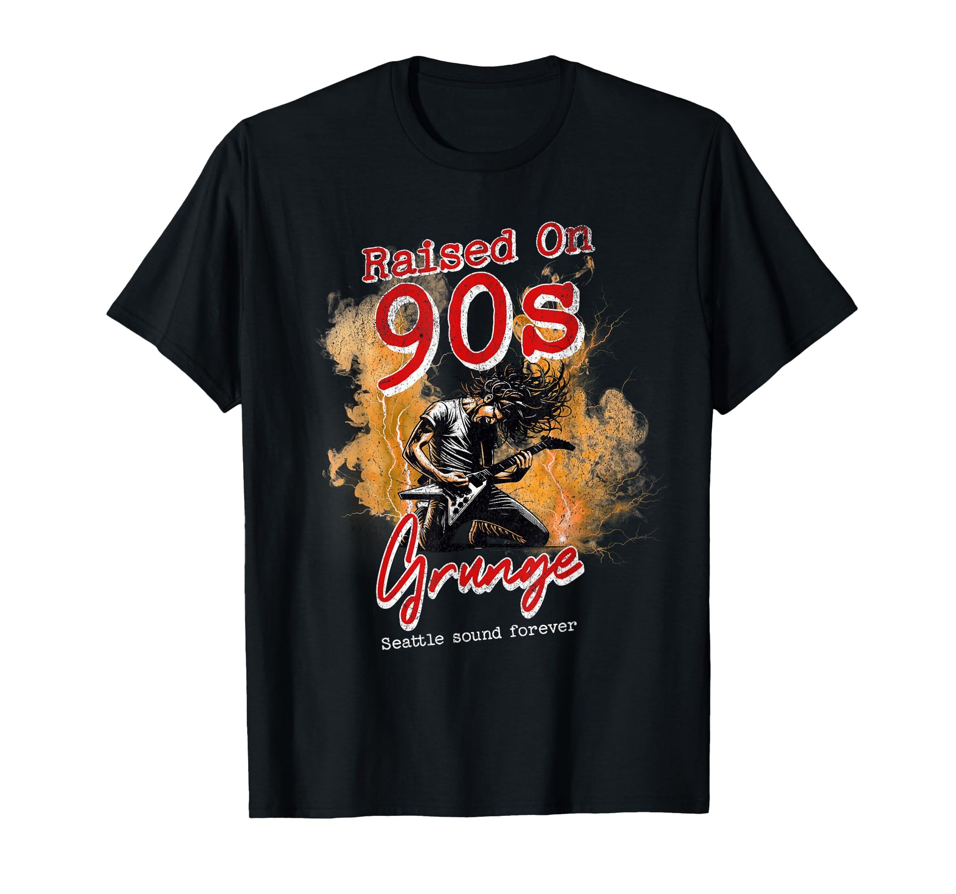 Raised 90S Rock Guitar Punk Gen X T-Shirt - Minimalist Print for Adults - T-Shirt, Sweatshirt, Hoodie