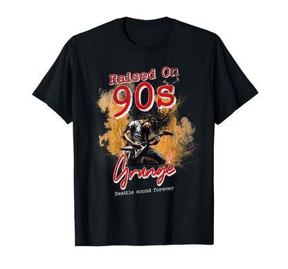 Raised 90S Rock Guitar Punk Gen X T-Shirt - Minimalist Print for Adults - T-Shirt, Sweatshirt, Hoodie