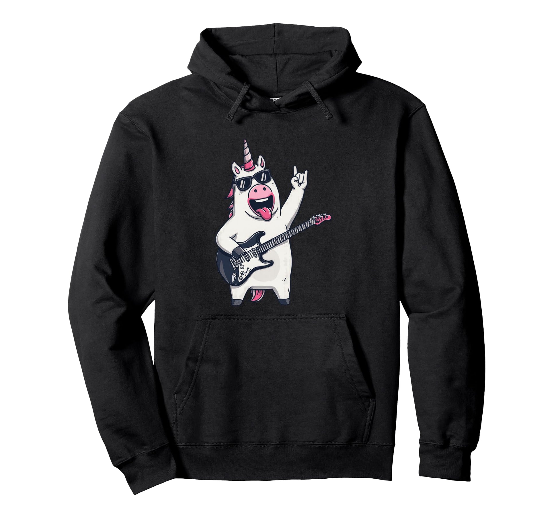 Funny Unicorn Rock Music Guitar Player Hoodie - Novelty Apparel Men Women - T-Shirt, Sweatshirt, Hoodie