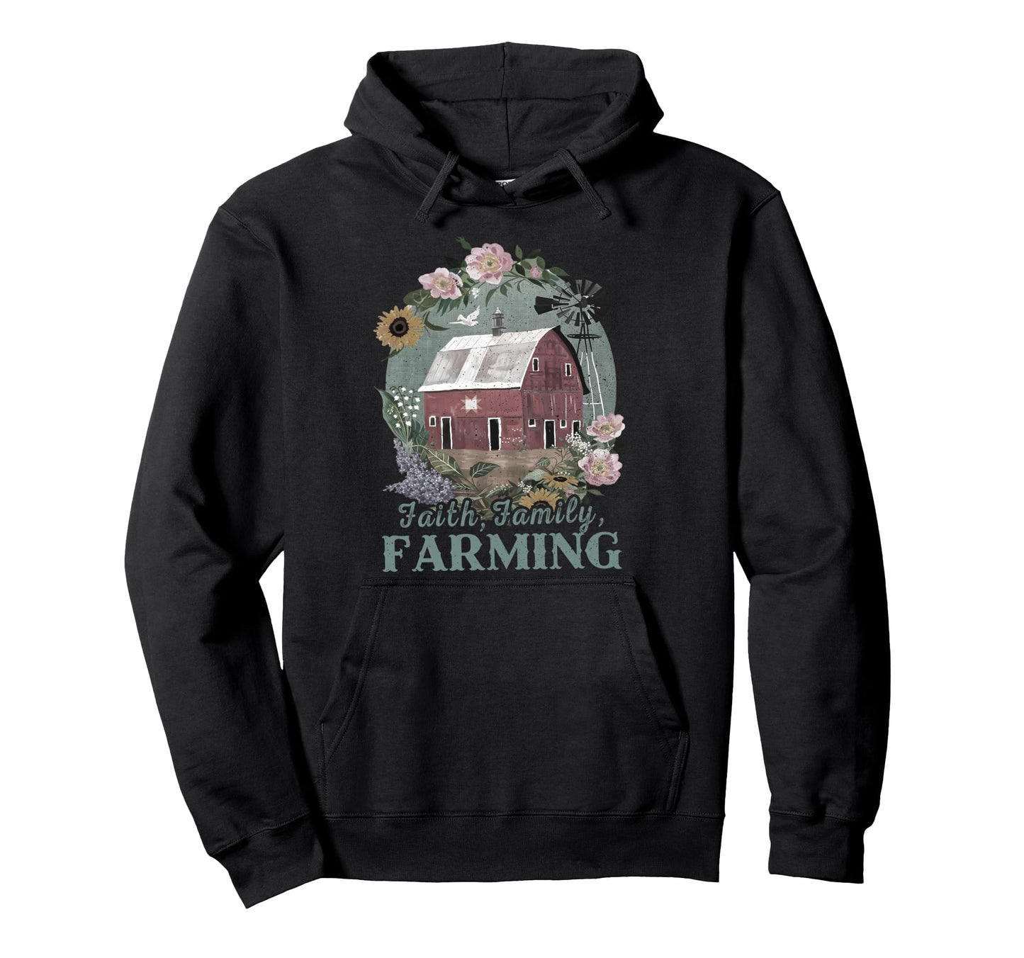 Faith Family Farming Boho Floral Hoodie - Aesthetic Graphic for Adults - T-Shirt, Sweatshirt, Hoodie