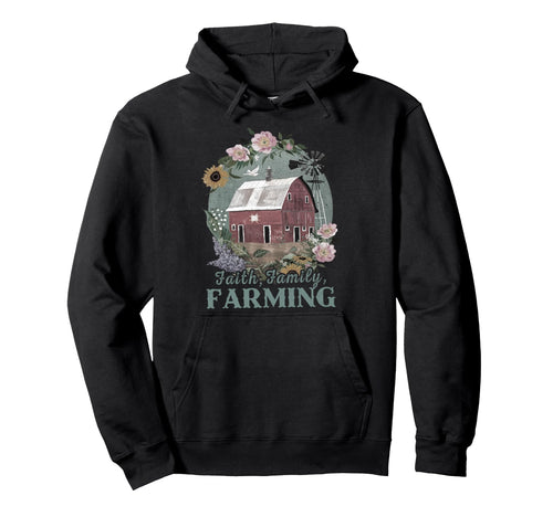 Faith Family Farming Boho Floral Hoodie - Aesthetic Graphic for Adults - T-Shirt, Sweatshirt, Hoodie