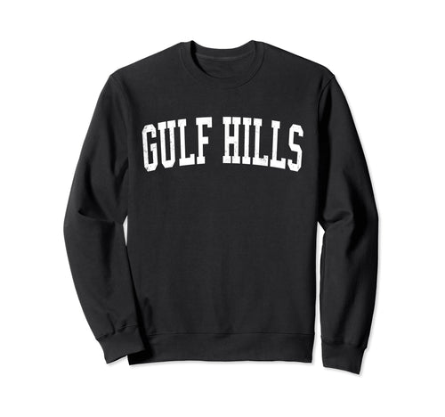 Gulf Hills Ms Distressed White Sweatshirt - Trendy Graphic Men Women - T-Shirt, Sweatshirt, Hoodie