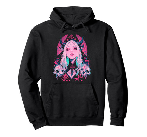 Goth Grunge Demon Anime Waifu Horror Hoodie - Trendy Graphic for Adults - T-Shirt, Sweatshirt, Hoodie
