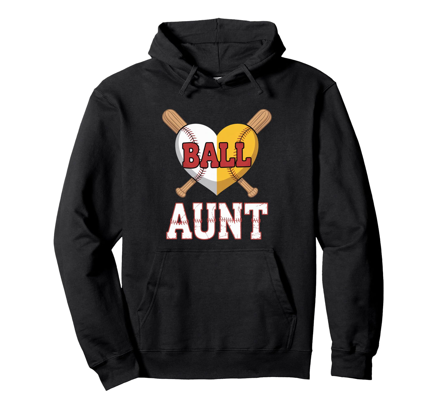 Aunt Softball Baseball Auntie Both Ball Hoodie - Graphic Print for Adults - T-Shirt, Sweatshirt, Hoodie