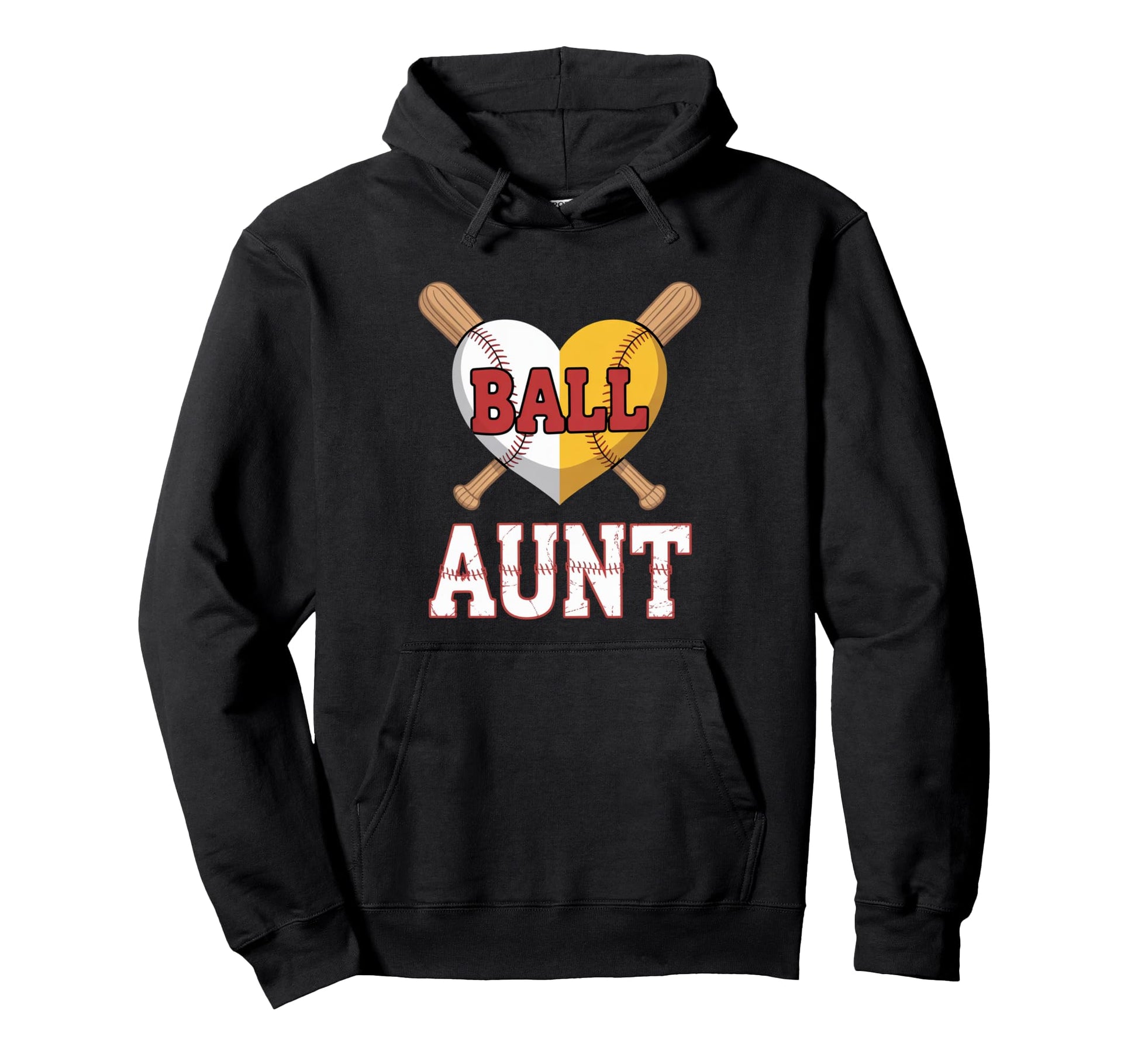 Aunt Softball Baseball Auntie Both Ball Hoodie - Graphic Print for Adults - T-Shirt, Sweatshirt, Hoodie