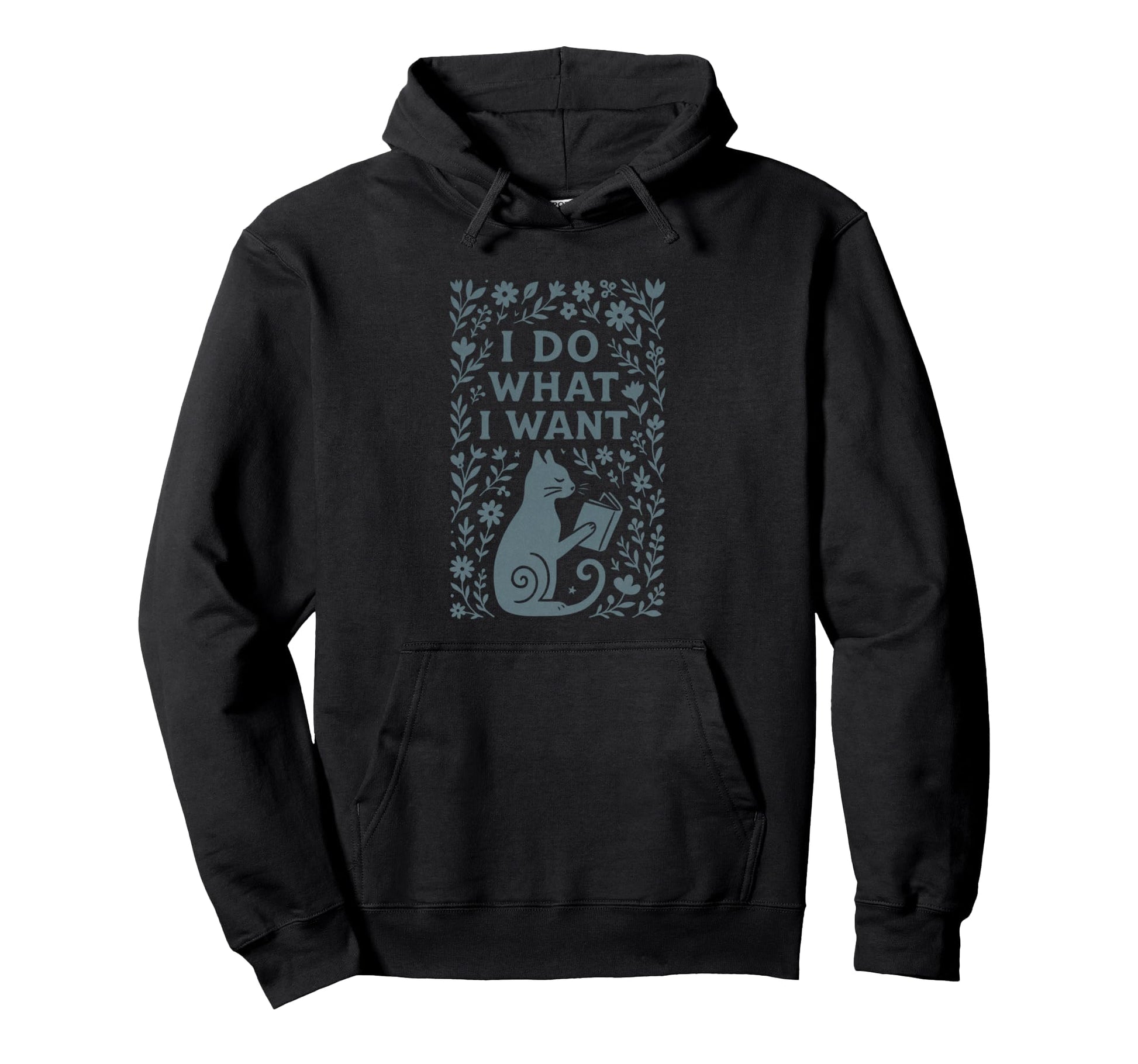 I Do What I Want Cat Bookworm Boho Hoodie - Unique Graphic for Adults - T-Shirt, Sweatshirt, Hoodie